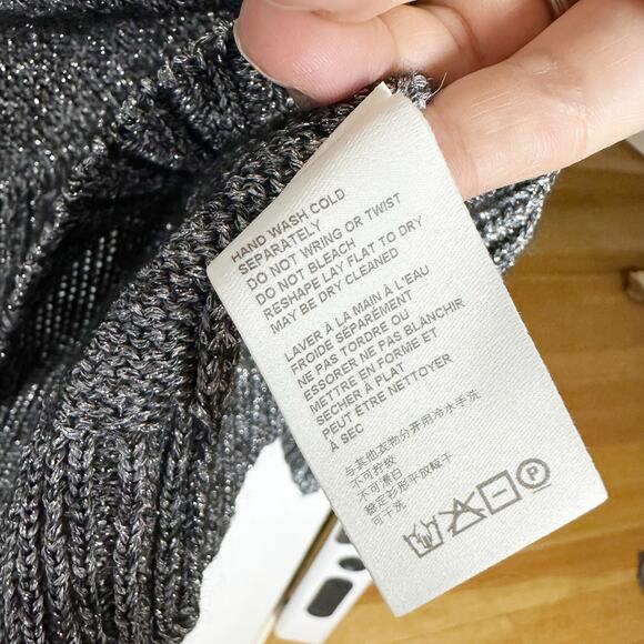 Anthropologie Coretta Shine Turtleneck Sweater Black Shimmer Wool Blend sz XS - Picture 9 of 10